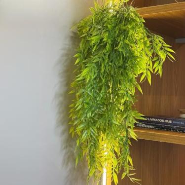 Imagem de Kit 2 Plantas Penduradas Artificial - Samambaia ou Jiboia Realista para Decoração(1 Pendente Folha de Bambu)