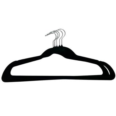 Imagem de Kit 5 Cabides Preto Aveludados Para Guarda Roupas