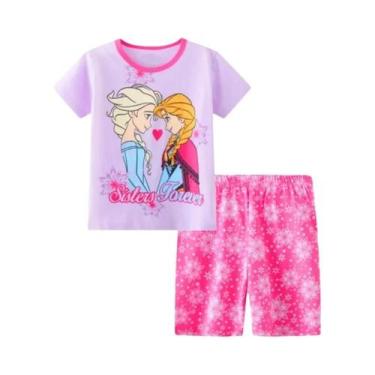 Imagem de Conjunto de Pijamas de Algodão para Meninas - Verão - Elsa e Minnie - 