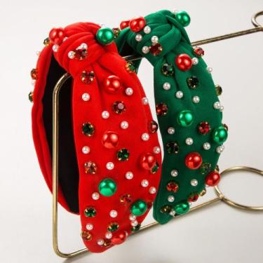 Imagem de Bandana de Natal para mulheres Pearl Knotted Xmas Red Green - Merrimac
