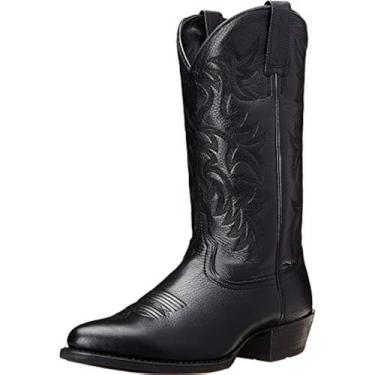 Imagem de Botas de cowboy CHUUMEE, moda masculina, bico redondo, pretas, tamanho