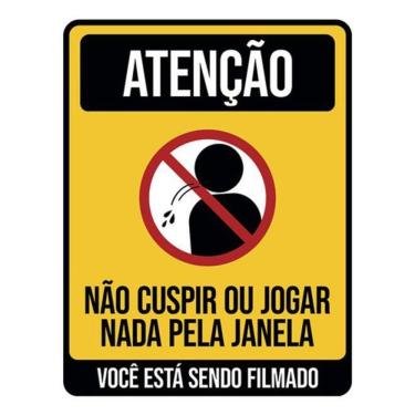 Imagem de Kit 3 Placas Atenção Não Cuspir Jogar Nada Janela Filmado