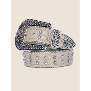 Imagem de Cinto Feminino Country Fivela Detalhada Prata com Ponteira-Feminino
