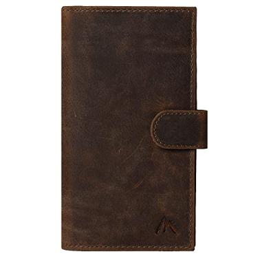 Imagem de NeoMonte Capas de couro RFID feitas à mão para homens e mulheres com 6 cartões de crédito e 1 compartimento para identidade e porta-canetas, Caçador de conhaque, Small, Clássico