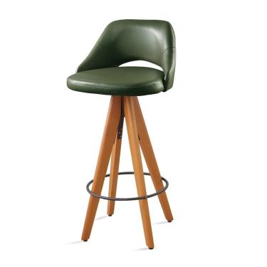 Imagem de Banqueta Giratória Estofada com Encosto Nicole Verde/Marrom