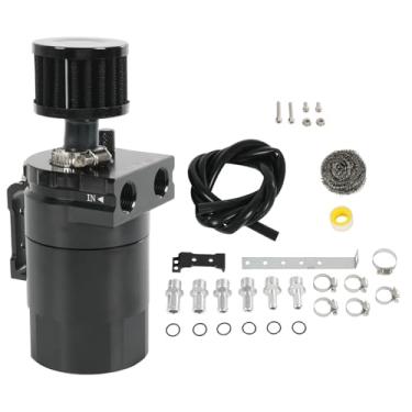 Imagem de RALZAOTO Kit de lata de captura de óleo de 300 ml com filtro de respiro, tanque de reservatório de óleo separador de óleo de alumínio com 3/20.3 cm ID 5FT NBR kit de mangueira de linha de combustível