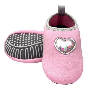 Imagem de Meia Infantil Antiderrapante Coraçãozinho Menina Conforto Macia Calce 