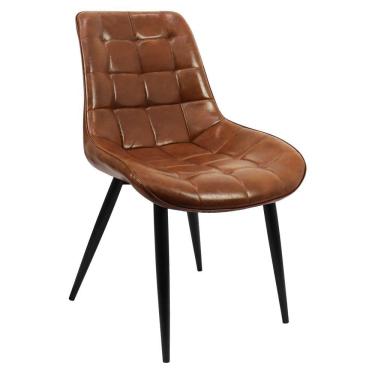 Imagem de Cadeira Romana Provence Poltrona Estofada Pu Vintage Retro Pés Preto - Marrom