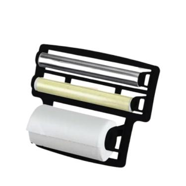 Imagem de Organizador de Cozinha, Porta Papel Toalha com Suporte Triplo para Alumínio e Filme(1 Preto)