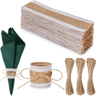 Imagem de 100 Peças De Anéis De Guardanapo De Juta Com Renda Para Festa, Decoração De Mesa De Casamento Diy Para Natal, Ação De Graças, Suprimentos Para Festa De Aniversário, Fresh