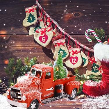 Imagem de ZJchao Natal Vermelho Caminhão Vintage Carro de Metal Com árvores de Natal Decoração do Feriado 17x7.5x8cm Retro Lareira Desktop Decorações para Casa