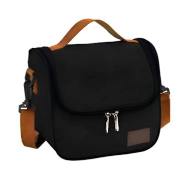 Imagem de Bolsa Térmica Lancheira Para Marmita Trabalho Academia Escola e Passeios Lancheira Escolar Com Alça Preta
