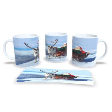 Imagem de Caneca de Natal com Estampa Natalina, Porcelana Branca, Design Festivo com Trenó e Renas, Decoração para Casa e Escritório, Presente (19)