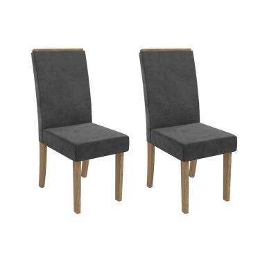 Imagem de Kit 2 Cadeiras De Cozinha 2cad142cn 2 Un Canela Suede Cinza