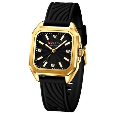 Imagem de Relógio Feminino Minimalista Quadrado De Quartzo Casual Silicone Preto