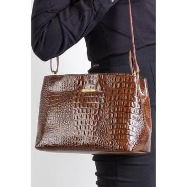 Imagem de Bolsa de couro croco estruturada Evelyn-Feminino