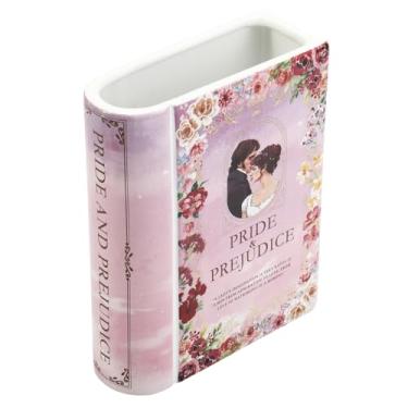 Imagem de PORPAN Vaso de livro, vaso de cerâmica para flores, vaso de flores de livro branco, vasos de cerâmica decorativos, vasos em forma de livro para casa, escritório, quarto, sala de estar, mesa de jantar