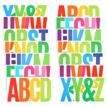Imagem de 14 folhas 76 peças adesivos de letras grandes, vinil de 15 cm letras maiúsculas do alfabeto à prova d'água autoadesivo para quadros de avisos decoração de parede (colorido)