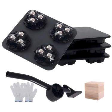 Imagem de MROUDELUO Movimentadores de móveis com 4 rodas, carrinho de móveis, painel de aço carbono, elevador de móveis com 4 rodas universais de esfera de aço rotativa de 360°, carga máxima de 272 kg