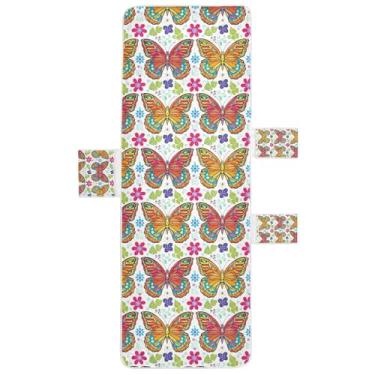 Imagem de STAYTOP Capa de toalha de cadeira de descanso, linda capa de espreguiçadeira macia de borboleta estilo mandala, capas de cadeira de praia com bolsos para jardim ao ar livre, pátio, pátio, banhos de