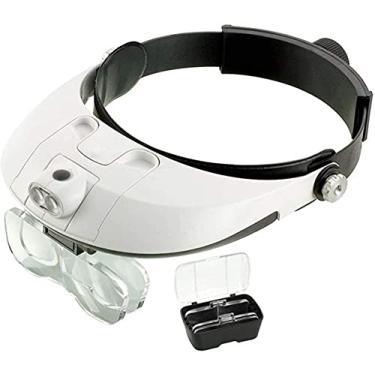Imagem de uhyOHF Lupa de faixa de cabeça, lupa iluminada para montagem na cabeça, lupa de faixa de cabeça com luz de LED, lupa de leitura, lupa para leitura de joias, reparo eletrônico f(