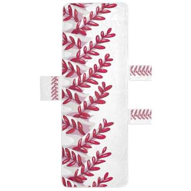 Imagem de STAYTOP Capa de toalha de espreguiçadeira listrada de beisebol, capa de espreguiçadeira macia, capas de cadeira de praia com bolsos para jardim ao ar livre, pátio, pátio, banhos de sol, gramado, 215,9