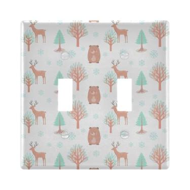 Imagem de Burbuja Capa de placa de parede para interruptor de luz de veado de árvore de inverno, placa decorativa de parede, parafusos incluídos, 2 faixas