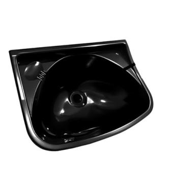 Imagem de Lavatório Plástico para Banheiro 36x26x16 Compacto Resistente Lavabo Interno Externo Preto Branco (KIT C/2 LAVATORIOS PRETO)