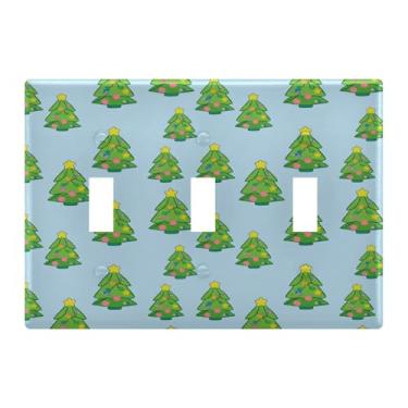 Imagem de Burbuja Capa de placa de parede para interruptor de luz de árvore de Natal, placa decorativa de parede, parafusos incluídos, 3 faixas