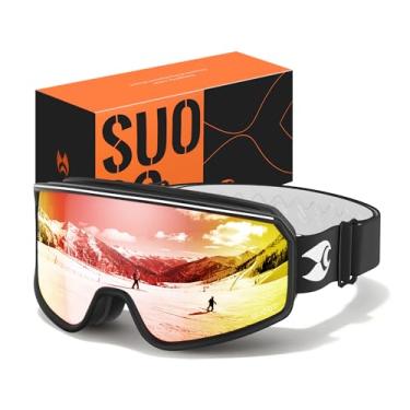 Imagem de suoso Óculos de esqui OTG para homens e mulheres, proteção UV400, óculos de snowboard anti-neblina para jovens e adultos, compatível com capacete
