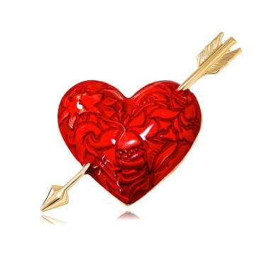 Imagem de WCRAZYE Broche de coração vermelho, broche de lapela para mulheres, elegante, strass, dia dos namorados, casamento, noiva, dia das mães, formatura, festa, vestido, acessório para roupas, Medium, Metal
