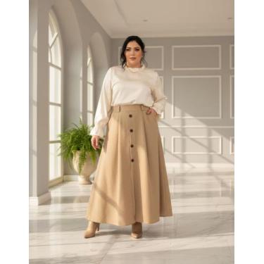 Imagem de Saia Longa Femenina Evangelica com Botoes na Frente - anak modas, Caqu