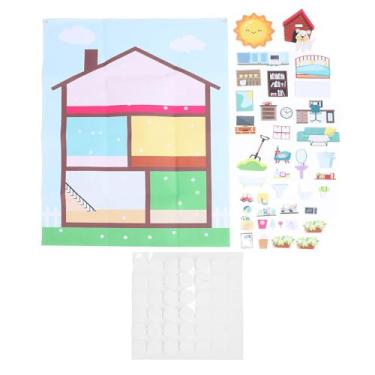 Imagem de Conjunto de placa de história de feltro para decoração de quarto SIWOTED 40,16x29,53in Atividades de aprendizagem pré-escolar Placa de feltro para crianças acima de 3 anos de idade