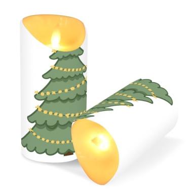 Imagem de ATTX Pacote com 2 velas de árvore de Natal sem chamas – 7,6 cm x 9,9 cm de LED com controle remoto e temporizador para casa, casamento, decoração de acampamento #122