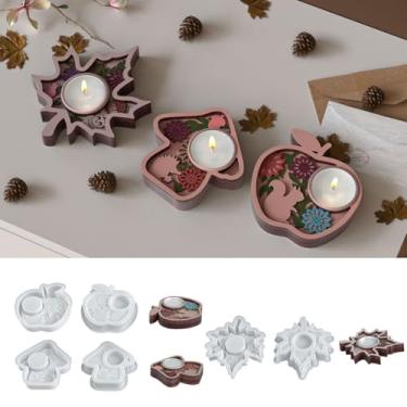 Imagem de 3 peças de molde de resina, molde de silicone de resina 3D exclusivo, moldes de fundição epóxi em forma de cogumelo e folha para artesanato de arte DIY, bandeja de joias, decoração de casa