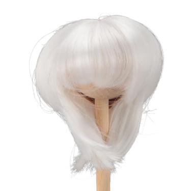 Imagem de TOPINCN Peruca de Boneca, 1/4 Perucas de Cabelo de Boneca Peruca de Boneca Curta e Reta para Bonecas Circunferência da Cabeça 18,5 a 21 Cm 7,3 a 8,3 pol., Kit de Fabricação de Cabelo de (Branca)
