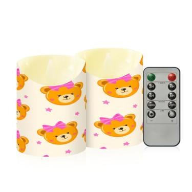 Imagem de Wassud Velas bonitas de urso sem chama com controle remoto, velas realistas cintilantes com temporizador, velas decorativas para Natal, casamento, festa, decoração de casa pequenas