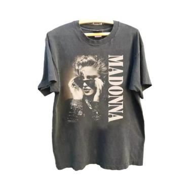 Imagem de Madonna Camisa Madonna Graphic Tour Camiseta de algodão carvão unissex
