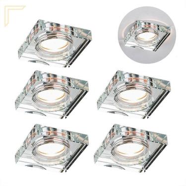 Imagem de 5 Spot Espelhado De Cristal Embutir Quadrado Mr16 Ac593