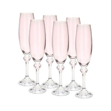 Imagem de Cj 6 Taças de Cristal P/Champanhe 220ml Elisa Rose Quartz Bohemia