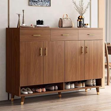 Imagem de NRNQMTFZ Armário de armazenamento com portas, armário de sapatos, organizador de sapatos, armário de sapatos para entrada, fundo oco, para quarto, corredores, apartamento (120 cm/47,2 pol.)