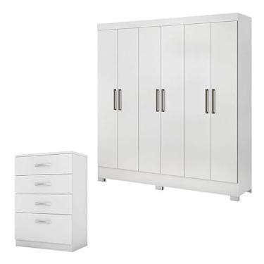 Imagem de Cômoda Astral e Guarda Roupa Casal Prático Branco - Demóbile