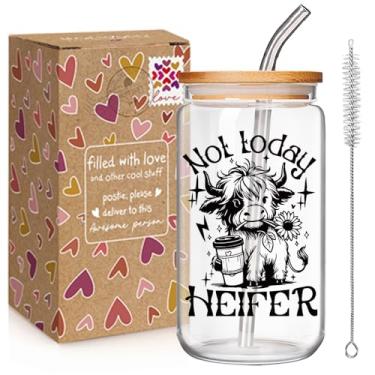 Imagem de Qubereeree Presente engraçado de aniversário de vaca Highland para mulheres, colega de trabalho, amiga, irmã, fazendeira, amante de vacas, vaqueiras, vaqueiras, presentes de vaca highland para meninas