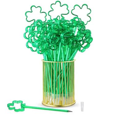 Imagem de Canetas de Dia de São Patrício Canetas esferográficas de trevo de plástico em forma de trevo Tinta preta Caneta esferográfica para escola crianças materiais de escritório presentes de formatura de aniversário (36 peças)