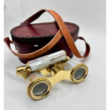 Imagem de Binóculos de ópera com caixa de couro | Mini óculos de teatro de latão com foco ajustável para shows, ópera, balé, apresentações de palco, compactos, leves, portáteis e estilosos em estilo vintage