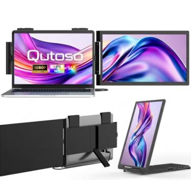 Imagem de Armazém Brasil, Extensor de tela portátil, 14" 1080P Dual Screen, Monitor portátil de rotação de 250 ° para laptop, Travel Display para laptop 14-16 '' com porta USB-C/HDMI, Plug & Play