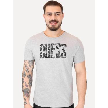 Imagem de Camiseta Guess Masculina Eroded Logo Print Cinza Mescla-Masculino