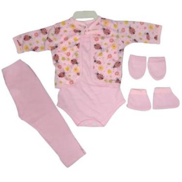Imagem de Kit  pagão bebê menina com body, casaco, calça, luvas e sapatinhos - D