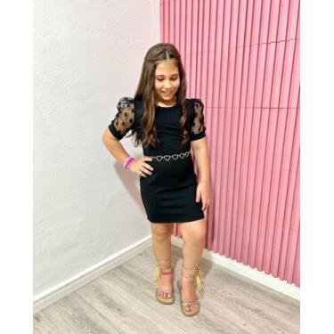 Imagem de Vestido infantil de festa manga Curta Bufante  princesa moda mini diva