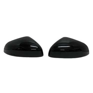 Imagem de Acessórios do carro par substituição espelho retrovisor lateral cobre carbono Compatível com ford fiesta mk8 2018-2024 espelho retrovisor capa guarnição(Glossy Black)